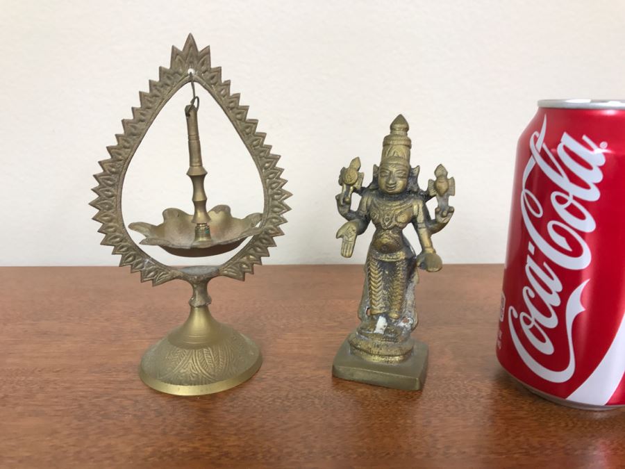Pair Of Brass Items Brass Sculpture From India [Photo 2]
