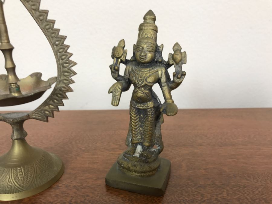 Pair Of Brass Items Brass Sculpture From India [Photo 3]