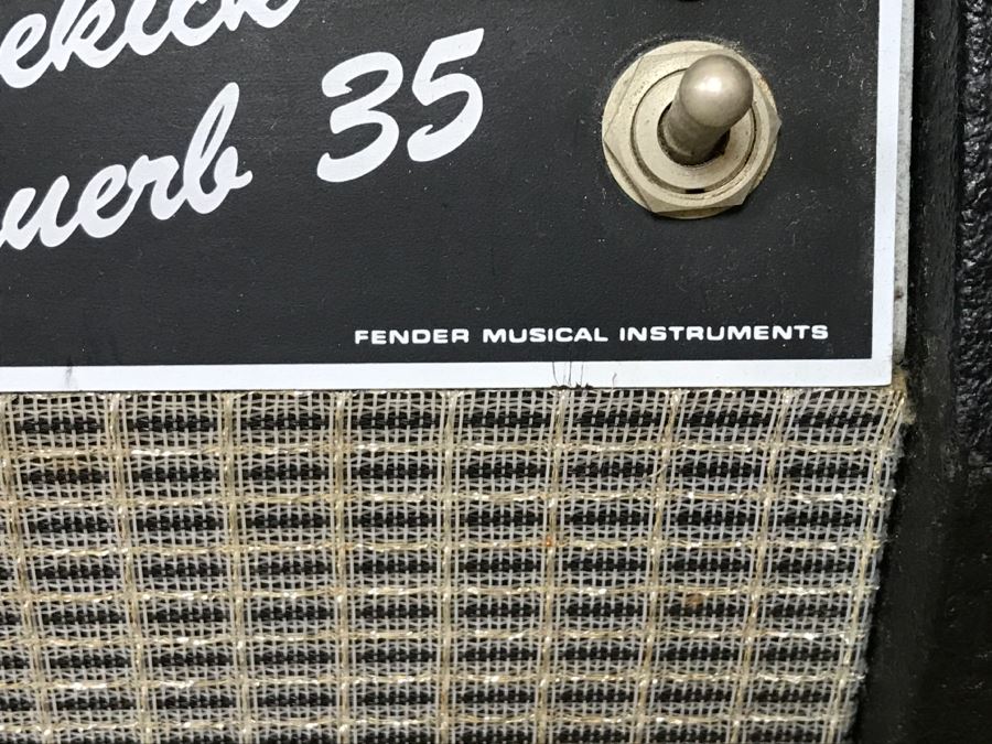 Vintage Fender Sidekick Reverb 35 Guitar Amplifier With 3 Picks, Kick Pedal And Amp Cord [Photo 8]