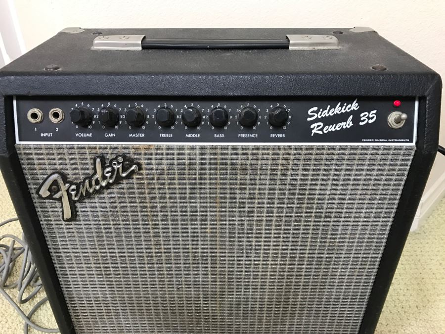 Vintage Fender Sidekick Reverb 35 Guitar Amplifier With 3 Picks, Kick Pedal And Amp Cord [Photo 3]