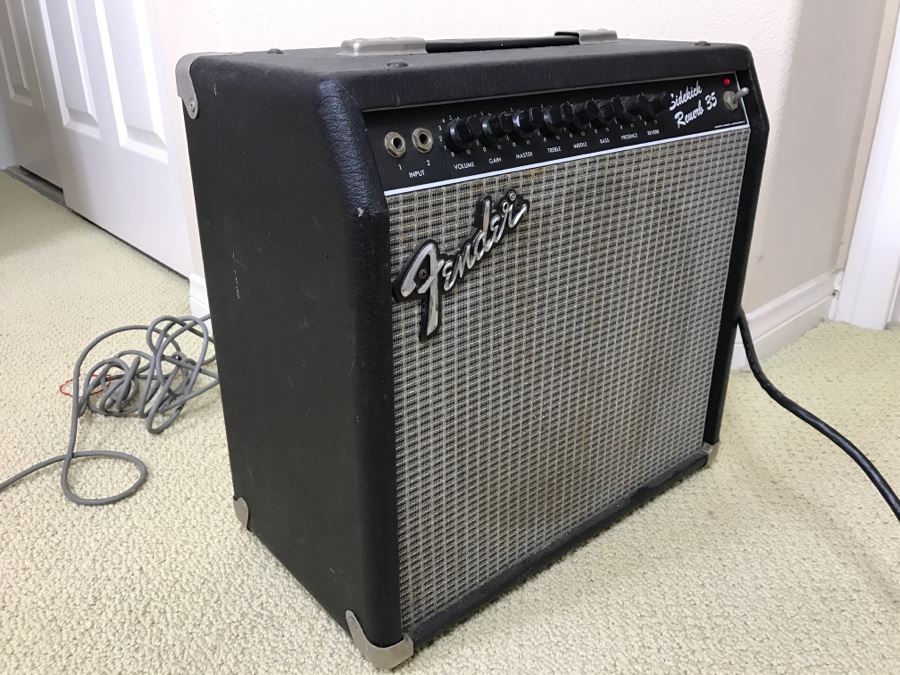 Vintage Fender Sidekick Reverb 35 Guitar Amplifier With 3 Picks, Kick Pedal And Amp Cord [Photo 11]