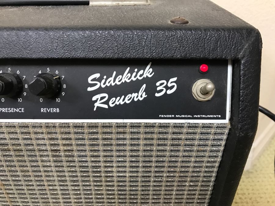 Vintage Fender Sidekick Reverb 35 Guitar Amplifier With 3 Picks, Kick Pedal And Amp Cord [Photo 7]