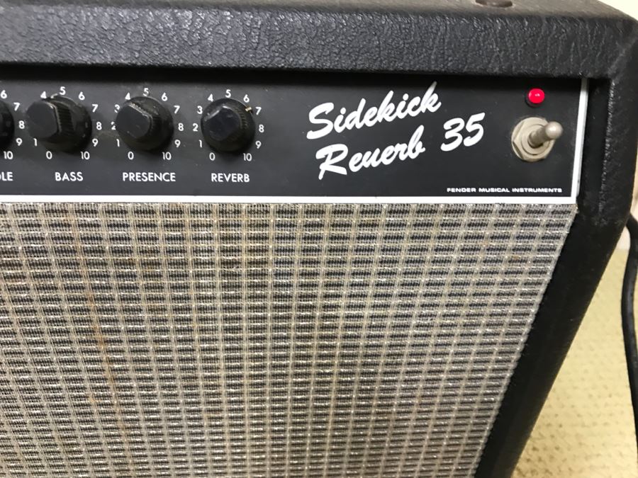 Vintage Fender Sidekick Reverb 35 Guitar Amplifier With 3 Picks, Kick Pedal And Amp Cord [Photo 6]