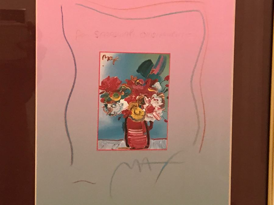 Framed Peter Max Still Life Print HAND SIGNED AND PERSONALIZED WITH FRAME BY PETER MAX 11' X 14' [Photo 1]