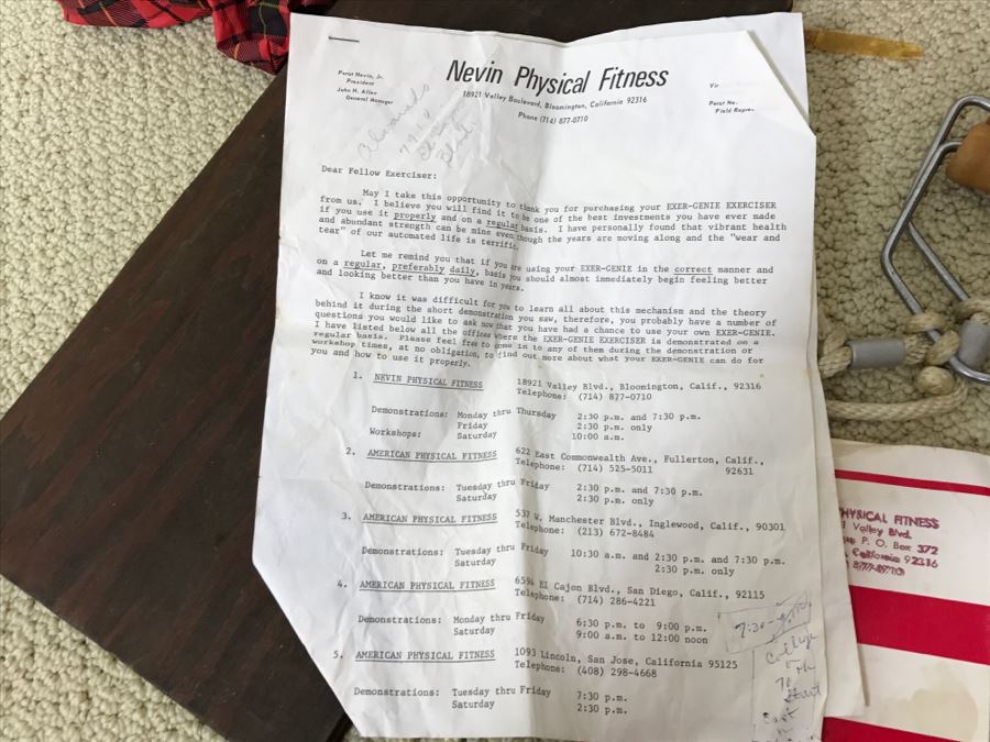 Vintage 1968 Excercise Equipment 'Exer-Genie' Exerciser By Nevin Physical Fitness With Manual And Original Box - Used To Train Astronauts And Professional Athletes [Photo 13]
