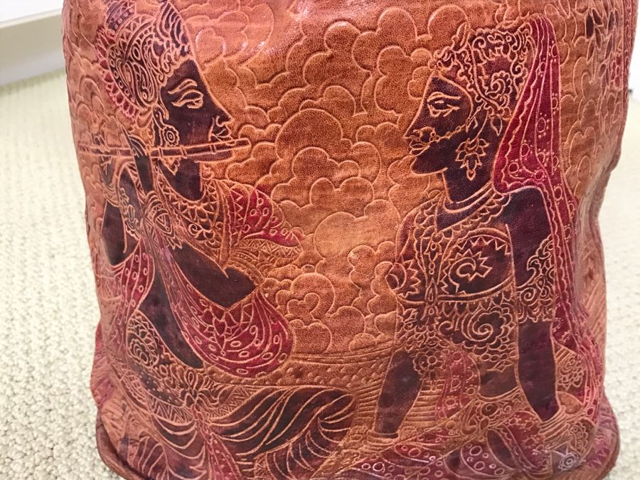 Leather Tote Bag Filled With Do-It-Yourself Stained Glass Window Painting Supplies [Photo 3]