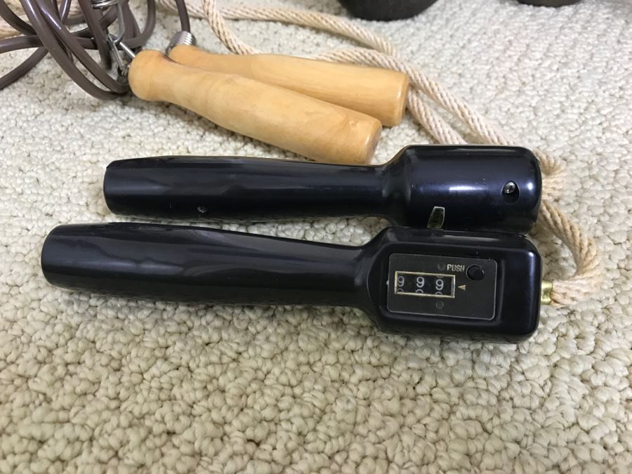 Excercise Lot Includes Several Jump Ropes, (3) Yoga Mats And Various Weights [Photo 3]