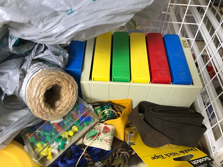 Elfa Vertical Stacking Wire Basket Storage Containers FILLED With Various Items Including Crafting Items And Sewing Supplies - See All Photos [Photo 31]