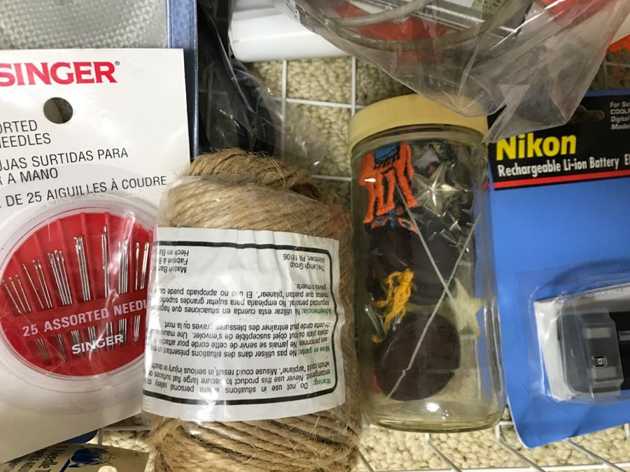 Elfa Vertical Stacking Wire Basket Storage Containers FILLED With Various Items Including Crafting Items And Sewing Supplies - See All Photos [Photo 34]