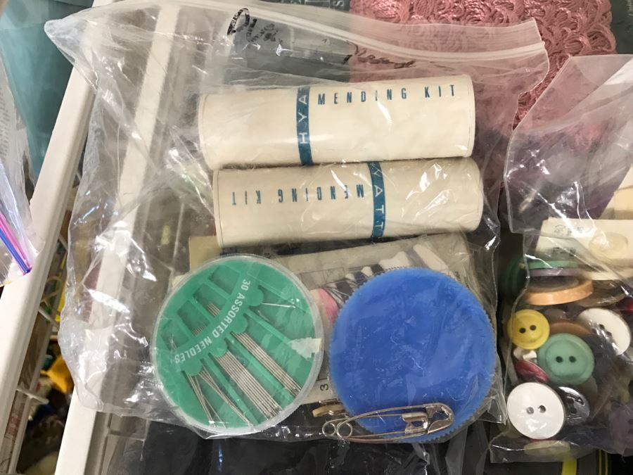 Elfa Vertical Stacking Wire Basket Storage Containers FILLED With Various Items Including Crafting Items And Sewing Supplies - See All Photos [Photo 15]