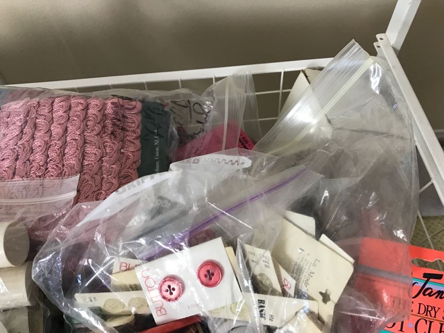 Elfa Vertical Stacking Wire Basket Storage Containers FILLED With Various Items Including Crafting Items And Sewing Supplies - See All Photos [Photo 19]