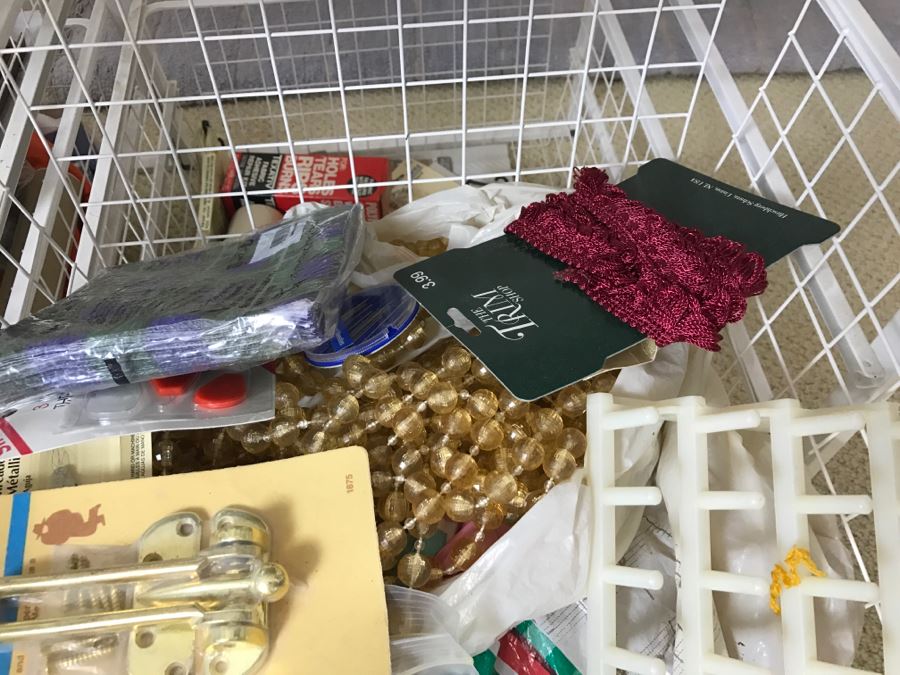 Elfa Vertical Stacking Wire Basket Storage Containers FILLED With Various Items Including Crafting Items And Sewing Supplies - See All Photos [Photo 23]