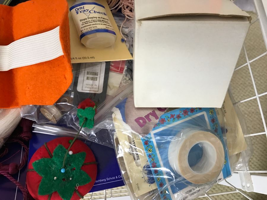 Elfa Vertical Stacking Wire Basket Storage Containers FILLED With Various Items Including Crafting Items And Sewing Supplies - See All Photos [Photo 18]