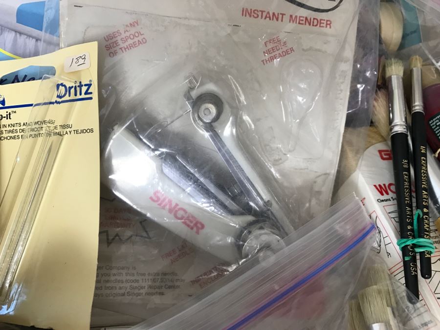 Elfa Vertical Stacking Wire Basket Storage Containers FILLED With Various Items Including Crafting Items And Sewing Supplies - See All Photos [Photo 8]