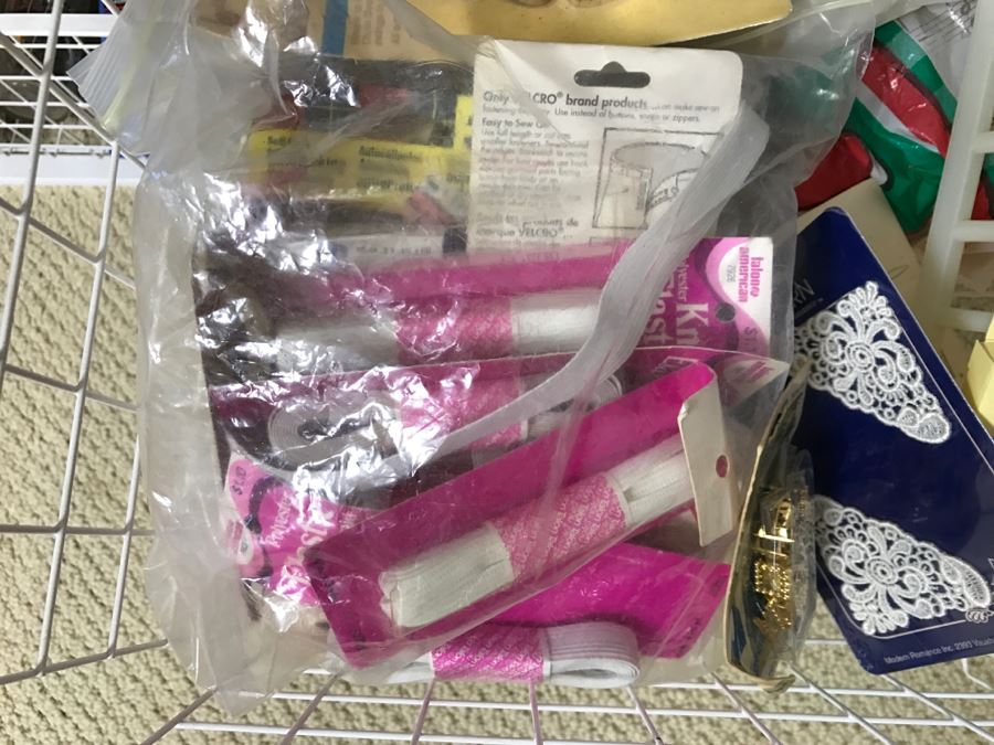 Elfa Vertical Stacking Wire Basket Storage Containers FILLED With Various Items Including Crafting Items And Sewing Supplies - See All Photos [Photo 22]