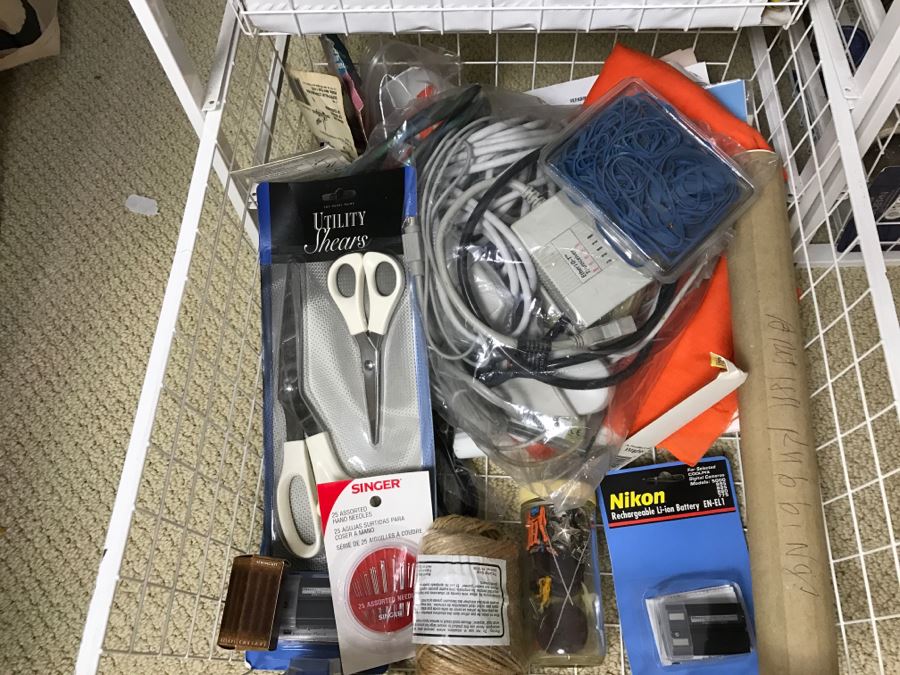 Elfa Vertical Stacking Wire Basket Storage Containers FILLED With Various Items Including Crafting Items And Sewing Supplies - See All Photos [Photo 32]