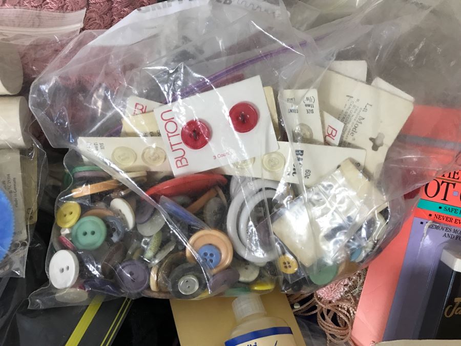 Elfa Vertical Stacking Wire Basket Storage Containers FILLED With Various Items Including Crafting Items And Sewing Supplies - See All Photos [Photo 13]