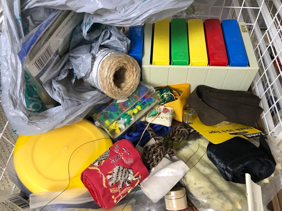 Elfa Vertical Stacking Wire Basket Storage Containers FILLED With Various Items Including Crafting Items And Sewing Supplies - See All Photos [Photo 30]