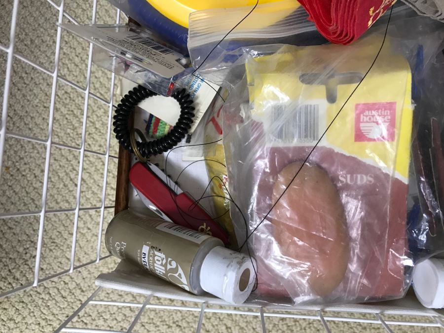 Elfa Vertical Stacking Wire Basket Storage Containers FILLED With Various Items Including Crafting Items And Sewing Supplies - See All Photos [Photo 28]