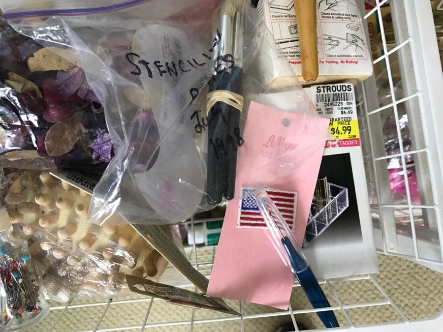 Elfa Vertical Stacking Wire Basket Storage Containers FILLED With Various Items Including Crafting Items And Sewing Supplies - See All Photos [Photo 10]