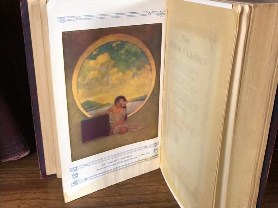 The Junior Classics Library For Boys And Girls Leatherbound Books P F Collier & Son Co 1918 10 Volumes Featuring Illustrations From Artists Including Maxfield Parrish [Photo 4]