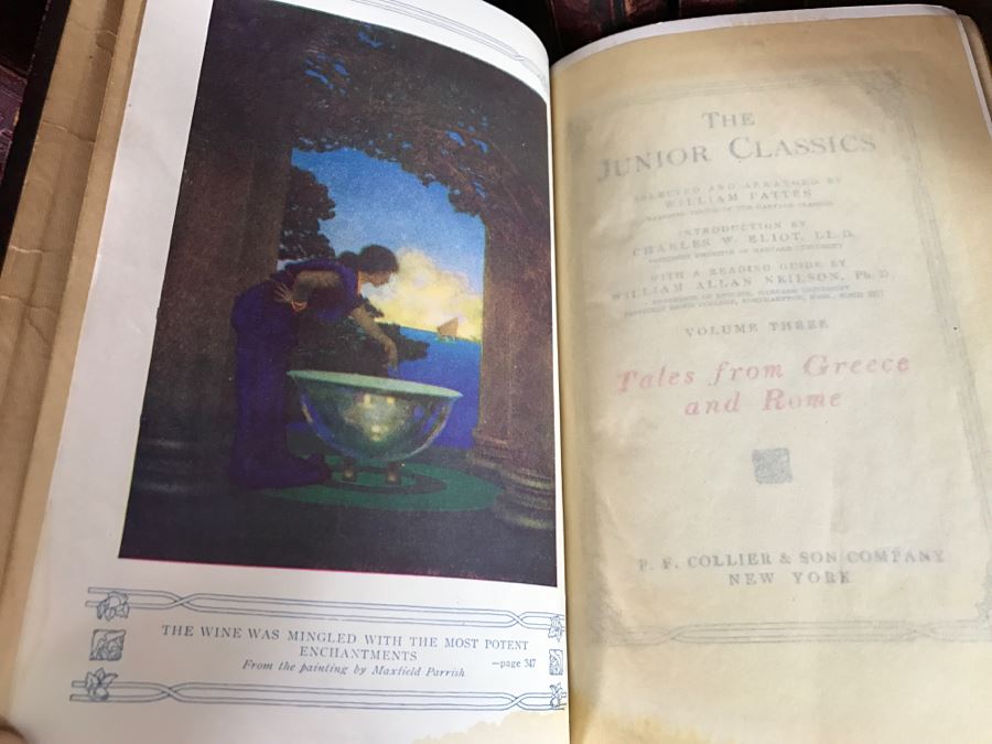 The Junior Classics Library For Boys And Girls Leatherbound Books P F Collier & Son Co 1918 10 Volumes Featuring Illustrations From Artists Including Maxfield Parrish [Photo 5]