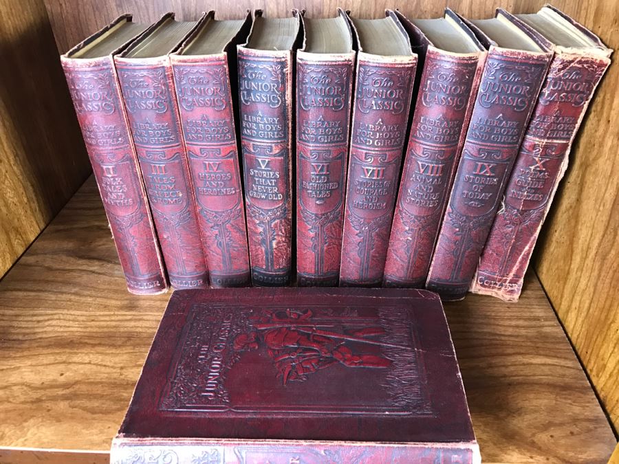 The Junior Classics Library For Boys And Girls Leatherbound Books P F Collier & Son Co 1918 10 Volumes Featuring Illustrations From Artists Including Maxfield Parrish