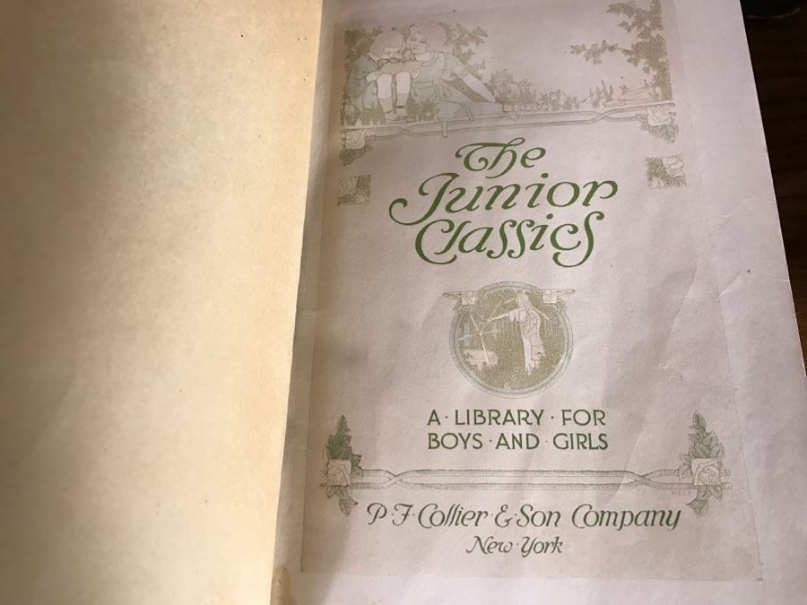The Junior Classics Library For Boys And Girls Leatherbound Books P F Collier & Son Co 1918 10 Volumes Featuring Illustrations From Artists Including Maxfield Parrish [Photo 2]