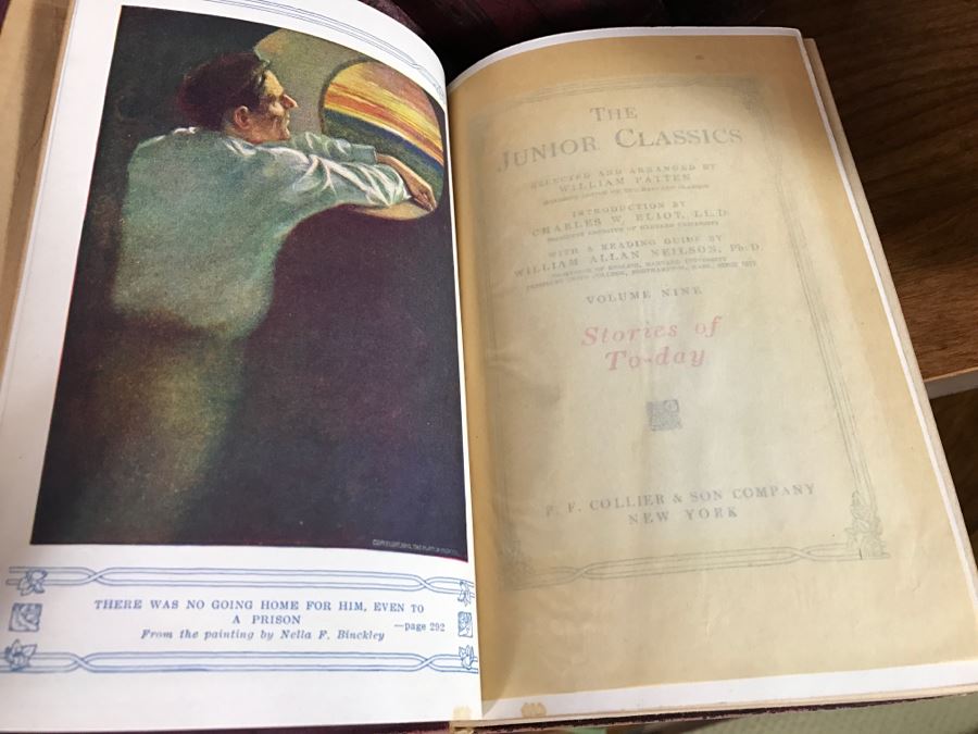 The Junior Classics Library For Boys And Girls Leatherbound Books P F Collier & Son Co 1918 10 Volumes Featuring Illustrations From Artists Including Maxfield Parrish [Photo 6]