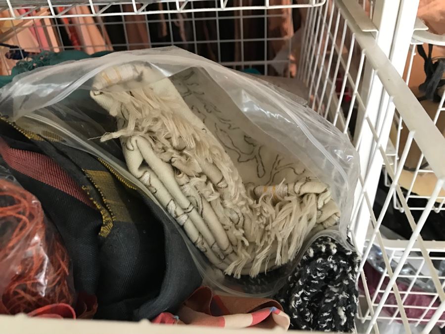 Elfa Vertical Stacking Wire Basket Storage Containers Filled With Various Items Including Scarves And A Few Handbags Apx 20 Wire Baskets [Photo 8]