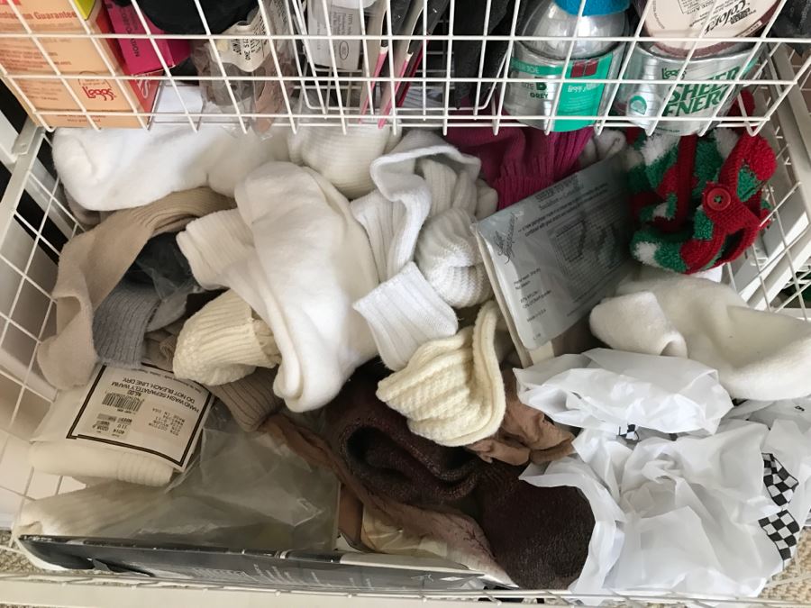 Elfa Vertical Stacking Wire Basket Storage Containers Filled With Various Items Including Scarves And A Few Handbags Apx 20 Wire Baskets [Photo 17]