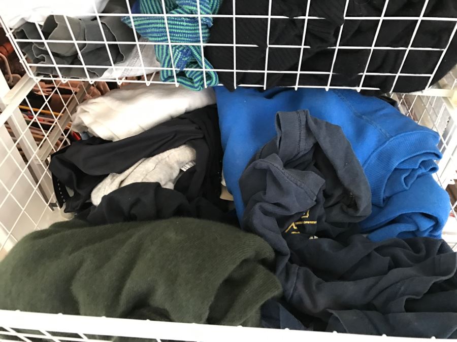 Elfa Vertical Stacking Wire Basket Storage Containers Filled With Various Items Including Scarves And A Few Handbags Apx 20 Wire Baskets [Photo 14]