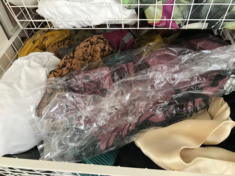 Elfa Vertical Stacking Wire Basket Storage Containers Filled With Various Items Including Scarves And A Few Handbags Apx 20 Wire Baskets [Photo 11]