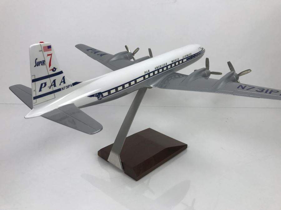 Atlantic Models Precision Model Airplane Pan American World Airways Pan Am DC-7C Clipper Bald Eagle PAA With Box [Photo 17]