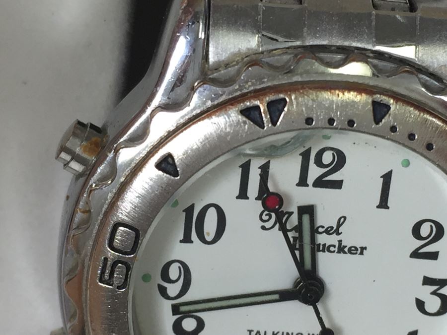 Marcel Drucker Men's Talking Watch Alarm Quartz Slight Internal Chip In Glass Near Top [Photo 4]