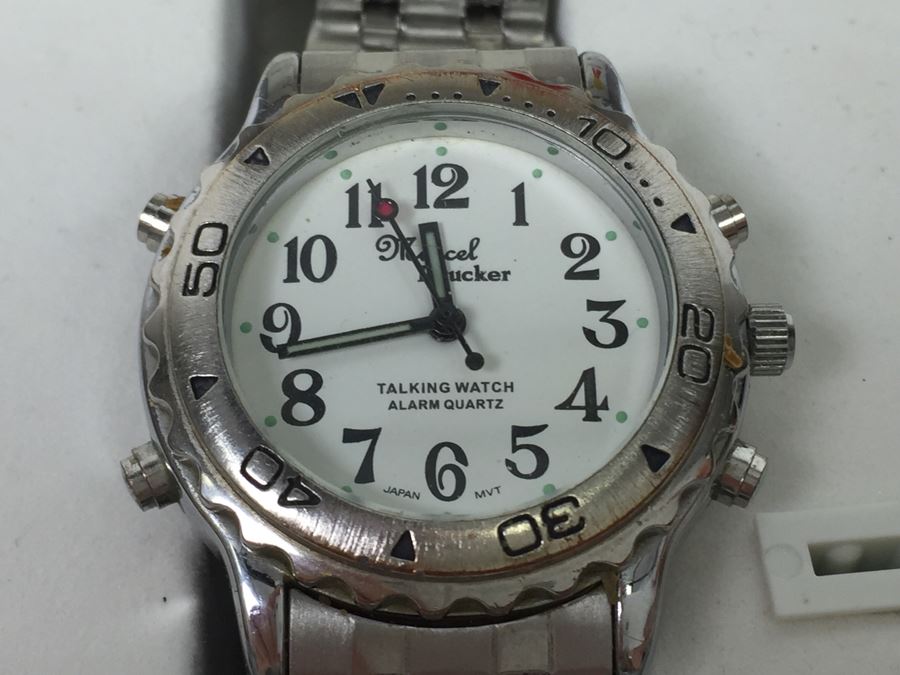 Marcel Drucker Men's Talking Watch Alarm Quartz Slight Internal Chip In Glass Near Top [Photo 3]