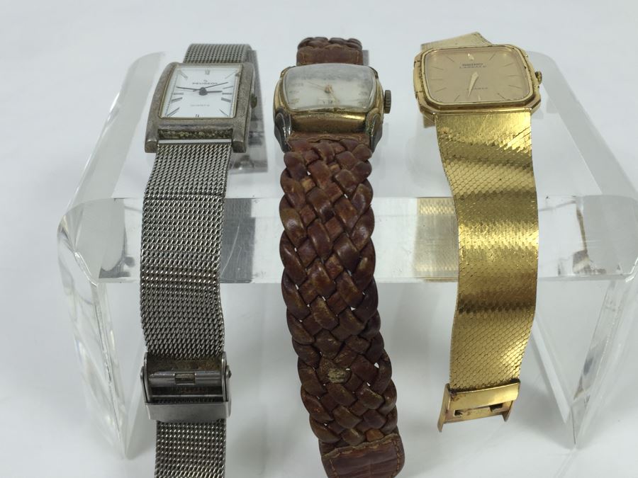 Collection Of (3) Vintage Watches: ELGIN Watch, SEIKO LASSALE Watch And Peugeot Watch [Photo 6]