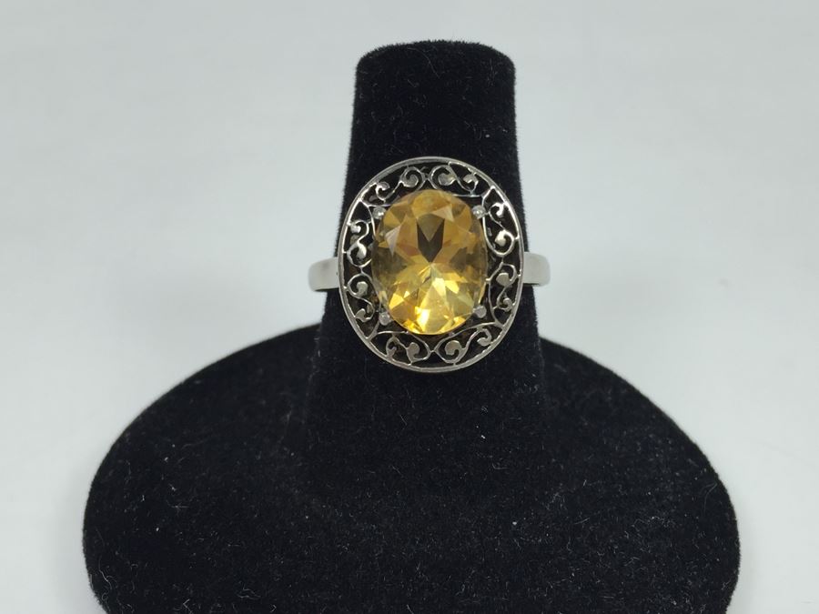 Sterling Silver Natural Citrine Apx 2.69 Carat 10 X 8 X 5.9MM 3.8g [Photo 3]