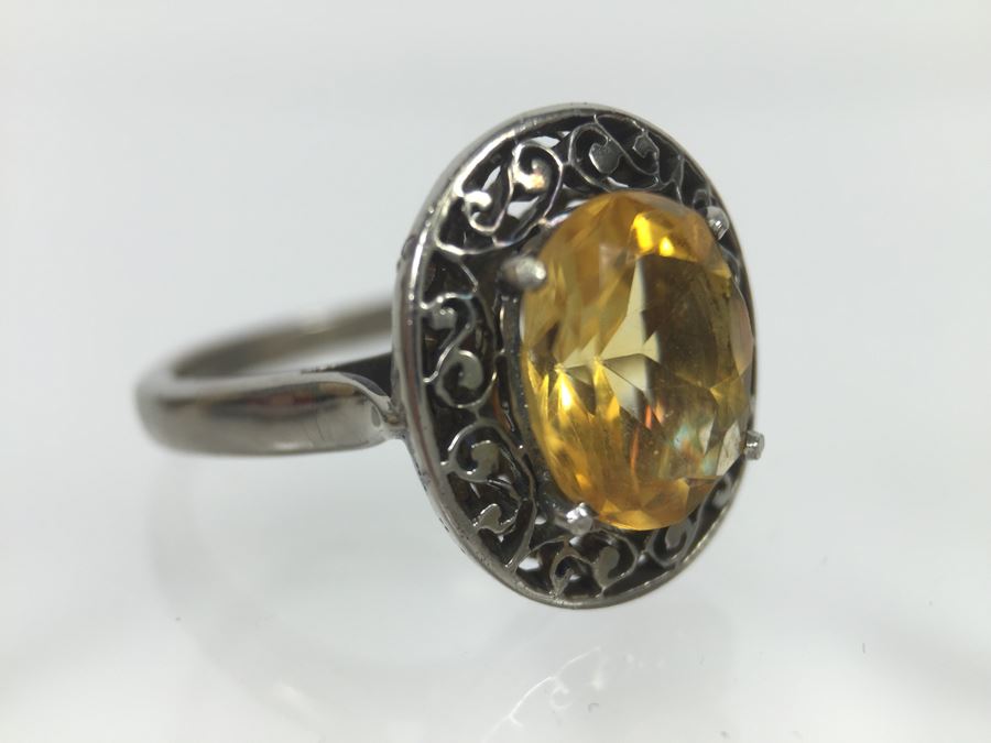 Sterling Silver Natural Citrine Apx 2.69 Carat 10 X 8 X 5.9MM 3.8g [Photo 2]