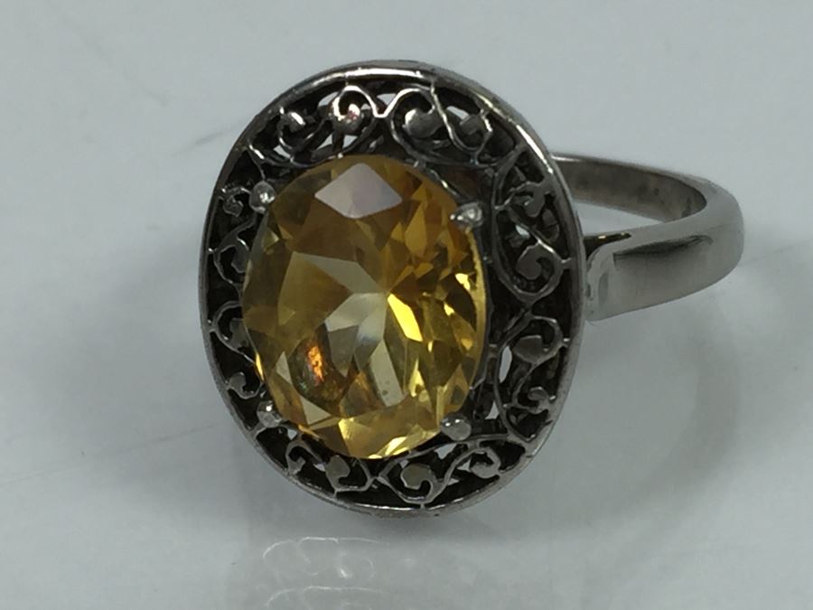 Sterling Silver Natural Citrine Apx 2.69 Carat 10 X 8 X 5.9MM 3.8g [Photo 10]