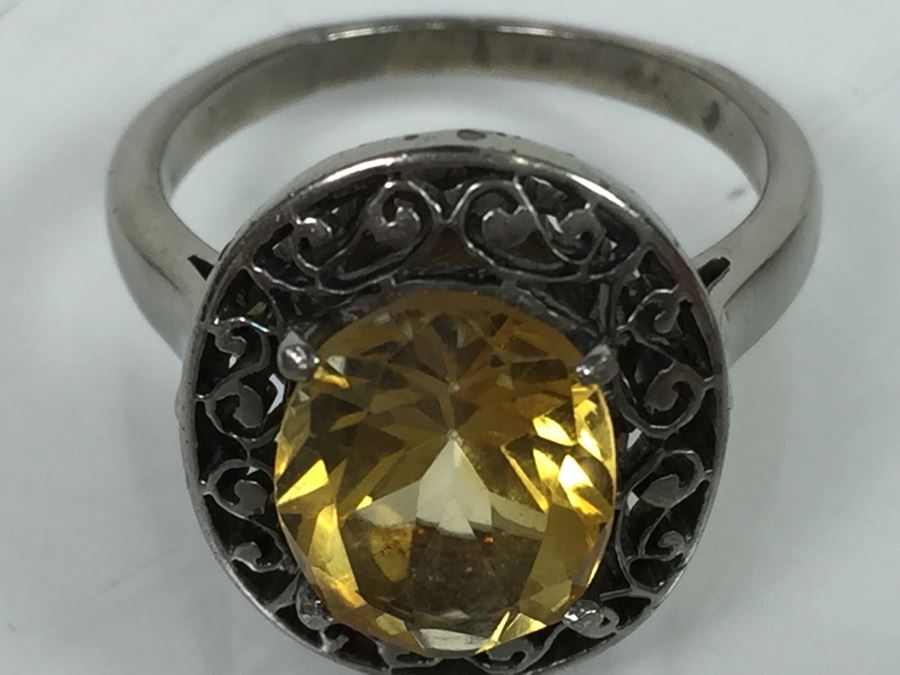 Sterling Silver Natural Citrine Apx 2.69 Carat 10 X 8 X 5.9MM 3.8g [Photo 11]