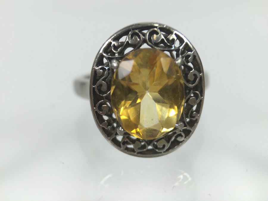 Sterling Silver Natural Citrine Apx 2.69 Carat 10 X 8 X 5.9MM 3.8g [Photo 12]