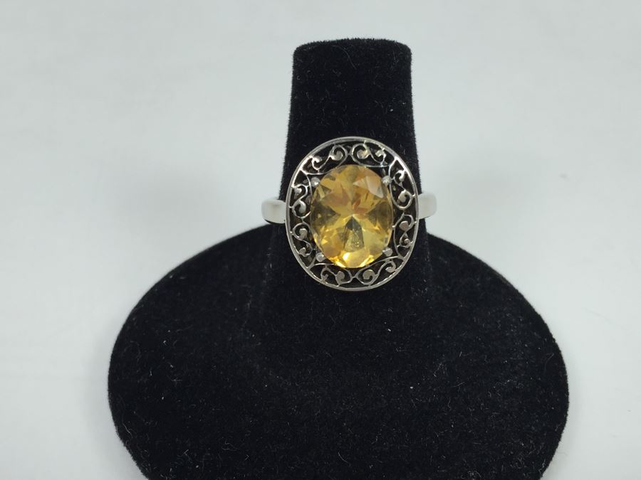 Sterling Silver Natural Citrine Apx 2.69 Carat 10 X 8 X 5.9MM 3.8g [Photo 4]