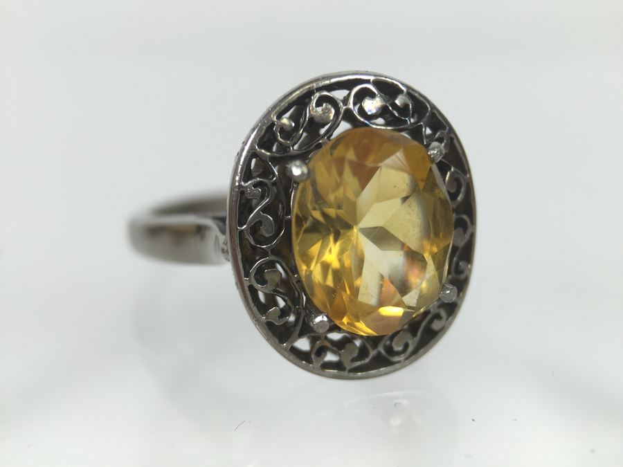 Sterling Silver Natural Citrine Apx 2.69 Carat 10 X 8 X 5.9MM 3.8g [Photo 1]