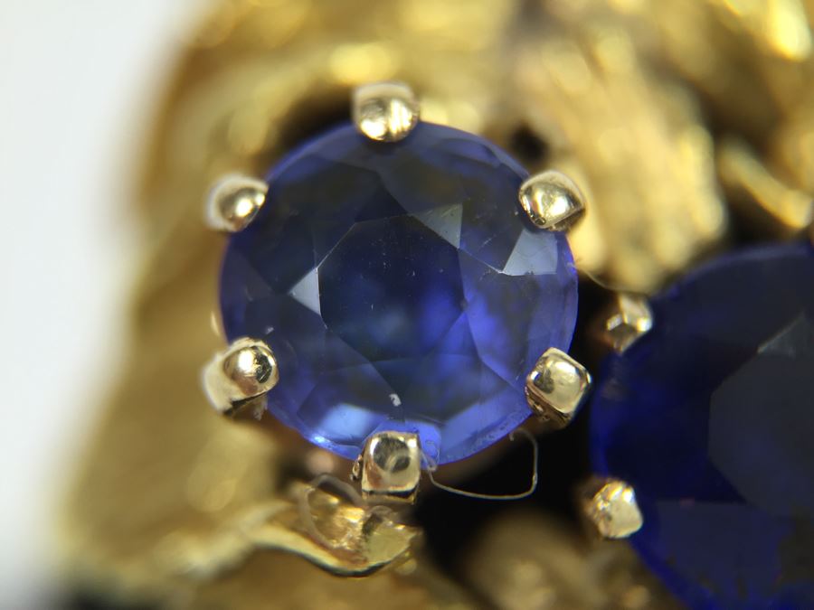 18K Yellow Gold Ring With (2) Round Blue Sapphires 6.2-6.3MM X 4.0MM Apx. 2.5 Carats Total Weight - Each Saphire Appraised At $1,000 Each But They Need Polishing - Must See In Person - Ring Size 6 9.3g [Photo 33]