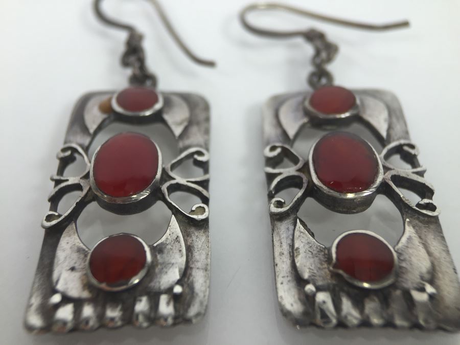 Sterling Silver Art Nouveau Style Earrings 6.5g [Photo 6]