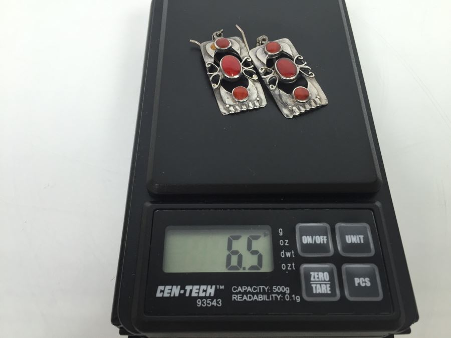 Sterling Silver Art Nouveau Style Earrings 6.5g [Photo 8]