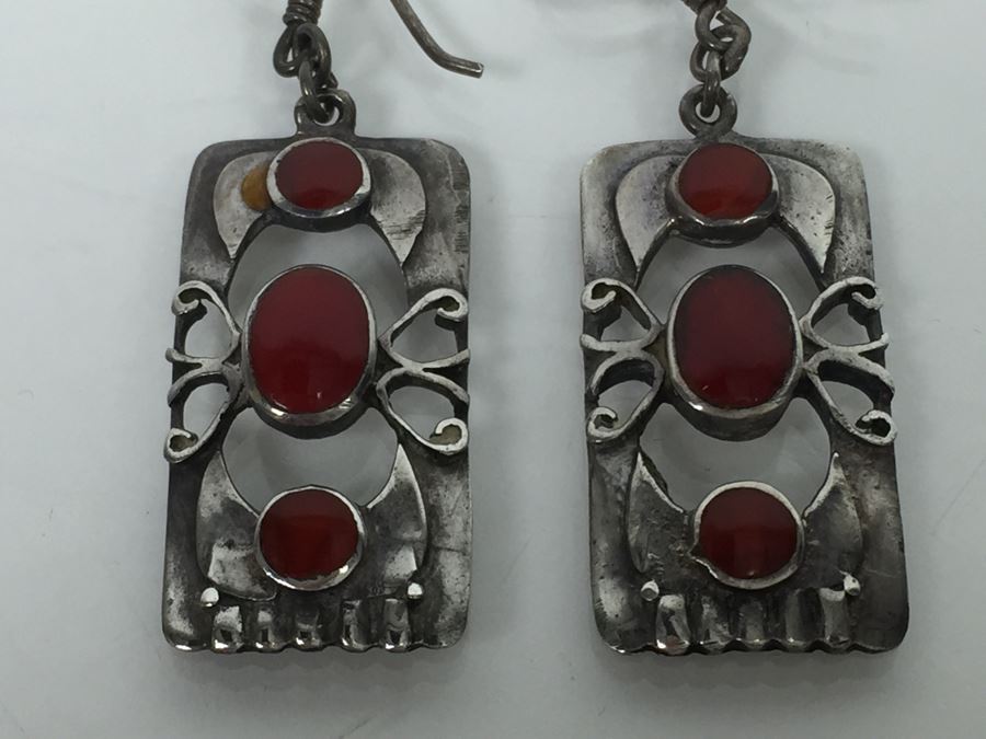 Sterling Silver Art Nouveau Style Earrings 6.5g [Photo 3]