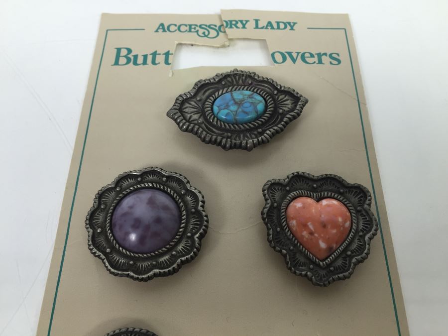 Vintage Faux Silver Button Covers New Old Stock [Photo 4]