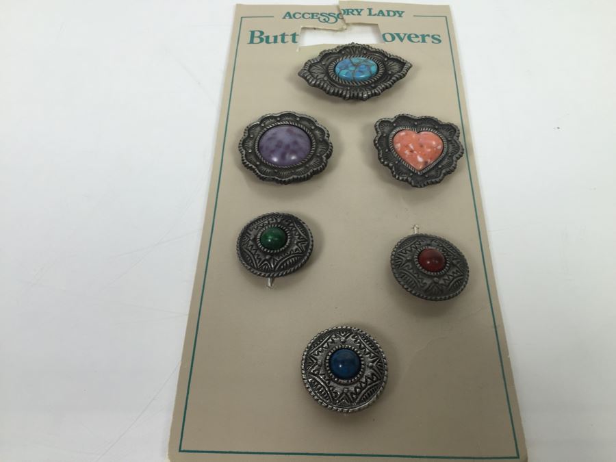 Vintage Faux Silver Button Covers New Old Stock [Photo 1]